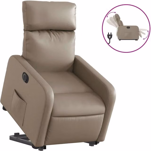 Poltrona | Sedia Relax Alzapersona Reclinante Elettrica Cappuccino Similpelle