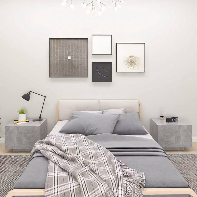 Comodino moderno vidaXL in legno multistrato e MDF, colore grigio, L: 100 cm, P: 35 cm, H: 40 cm