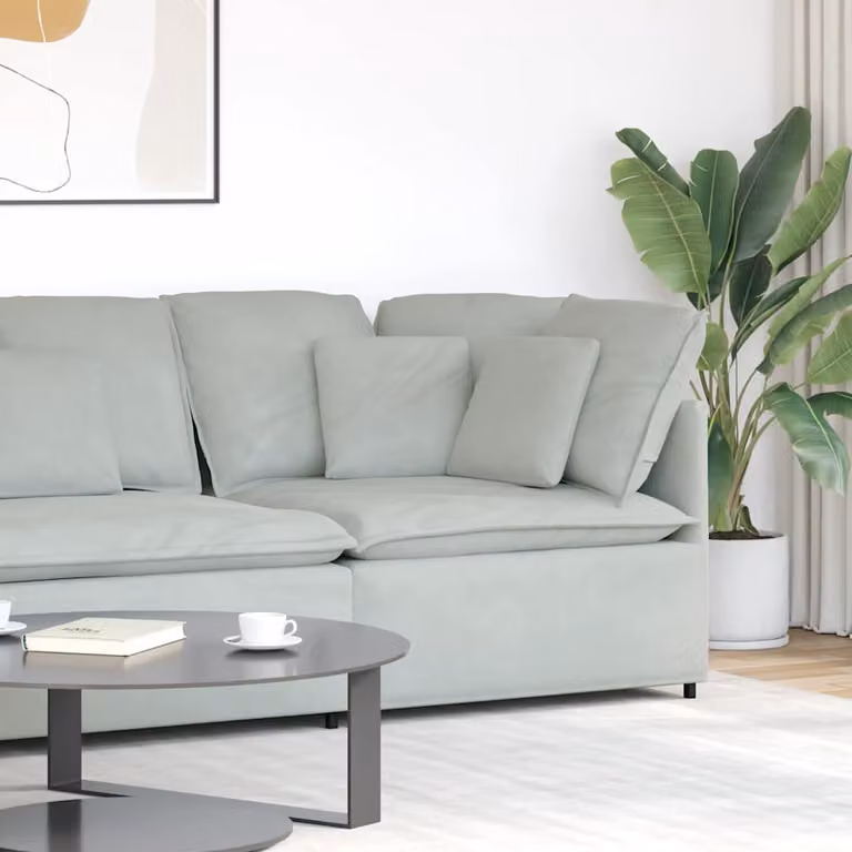 vidaXL Modulo Angolare Divano Modulare con Cuscini Grigio Chiaro L: 100 cm