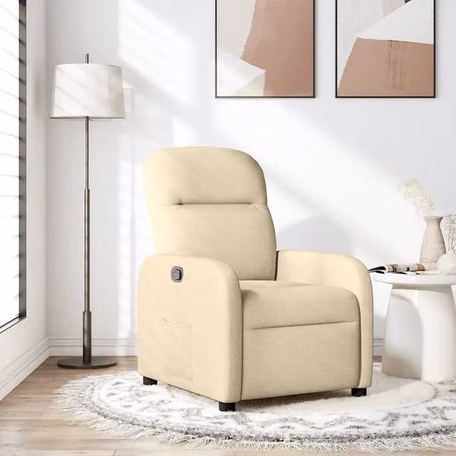 Poltrona Reclinabile Relax vidaXL in Tessuto Beige con Braccioli e Meccanismo Manuale