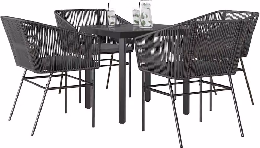 Maison Exclusive - Set da Pranzo da Giardino con Cuscini 5 pz Polyrattan Vetro