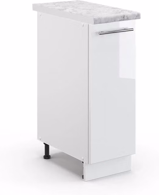Armadio cucina dispensa alto Fame-Line Bianco lucido/Bianco 30 cm, PL Marmo Vicco