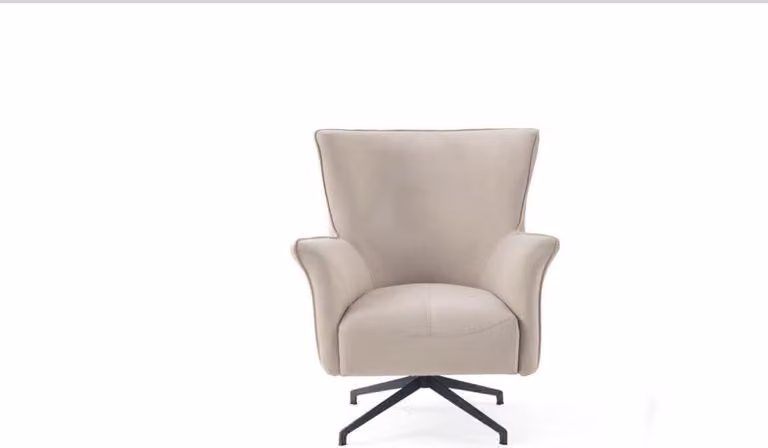 Beiger Wohnzimmer Einsitzer Designer Relax Polster Sessel Metallfüße