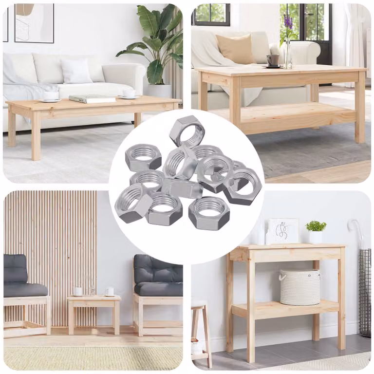 Set di 12 dadi esagonali in acciaio zincato argento M6 vidaXL