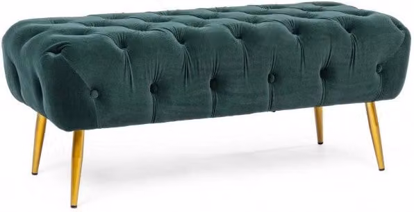 Panca Giacinta GIORDANOSHOP in tessuto effetto velluto verde L: 46 cm, P: 40 cm, H: 46 cm