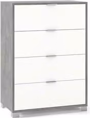 Cassettiera QUADRANTE 784 con 4 cassetti Sarmog, colore Cemento e Bianco neve, Larghezza: 80 cm