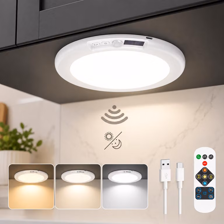 Plafoniera ricaricabile Lampada con sensore di movimento per interni USB con batteria Led Plafoniera senza fili Corridoio della cucina Balcone Scale del seminterrato Garage Camera da letto
