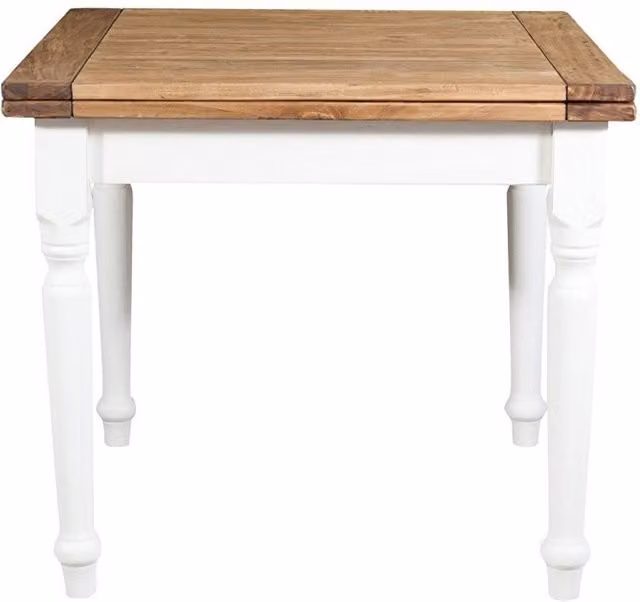 Tavolo da pranzo allungabile in stile country chic Mobili 2G con piano in rovere e finitura bianca L/P: 90 x 90 cm