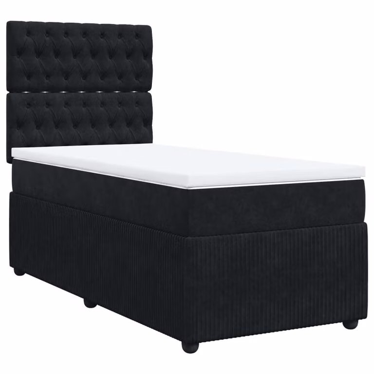 Giroletto a Molle con Materasso Nero 90x200 cm in Velluto