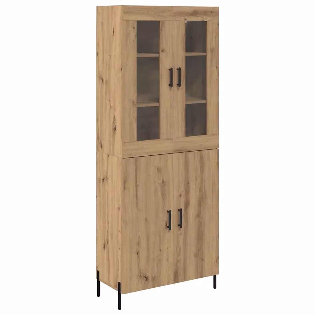 Mobile a parete moderno vidaXL in legno rovere marrone con ripiani interni e ante a battente L: 69,5 cm, P: 34 cm, H: 180 cm – 2
