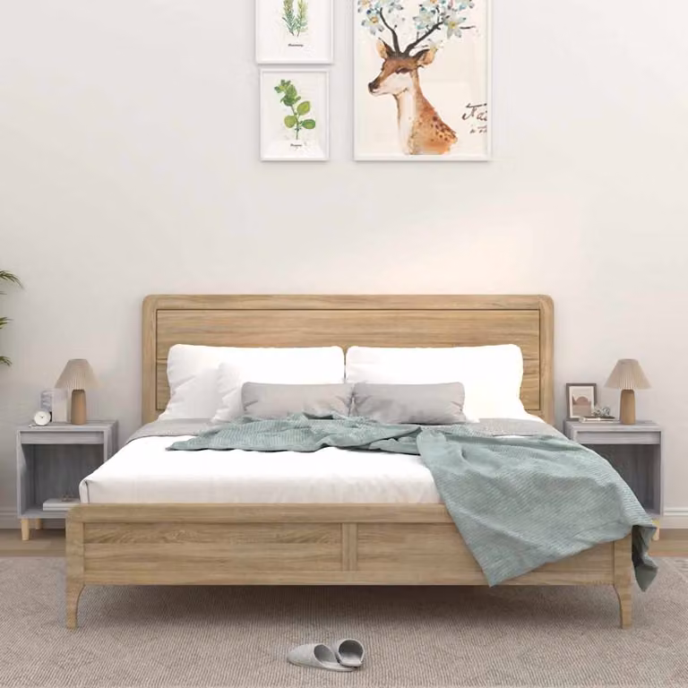 Set di 2 comodini moderni vidaXL in legno e MDF colore grigio L: 40 cm, P: 35 cm, H: 50 cm