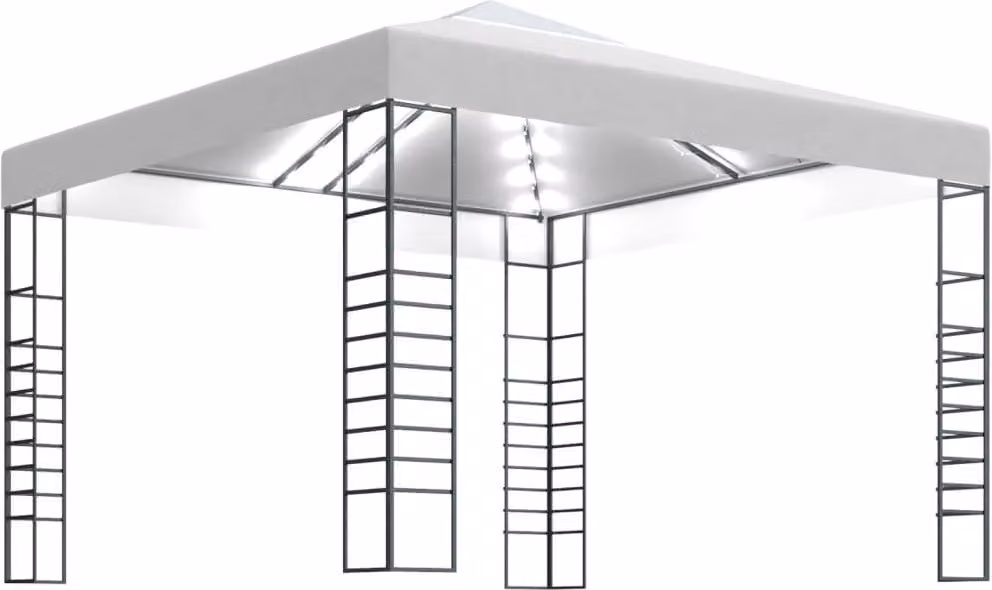 Gazebo da Giardino con Luci a Stringa LED 3x3 m Bianco