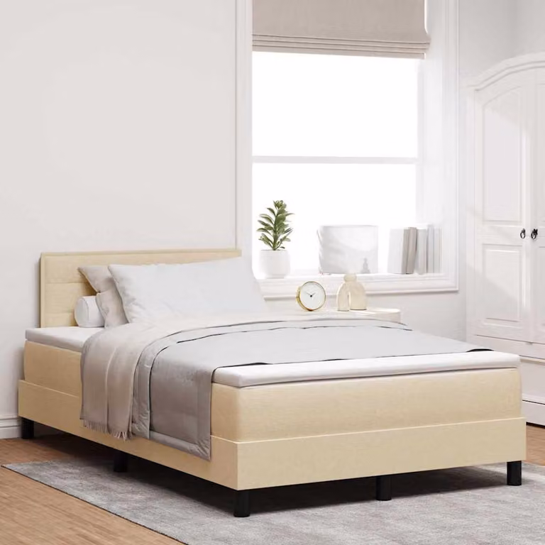 Maison Exclusive - Letto a molle con materasso Crema 120 x 190 cm Tessuto