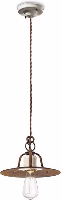Lampadario Vintage Grunge Ferro E Ceramica Craquele&apos 1 Luce E27 25Cm