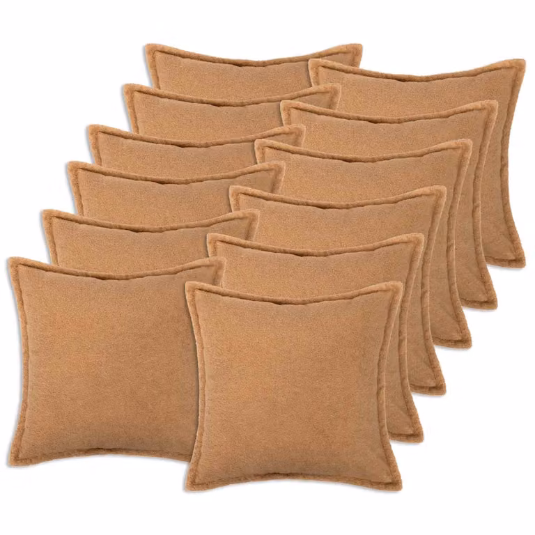 Set di 12 federe vidaXL HOUTEN beige in tessuto bouclé, L 50 cm x P 50 cm