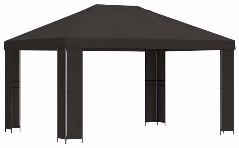 Gazebo 4 × 3 m Antracite Poliestere e Acciaio 190 gsm