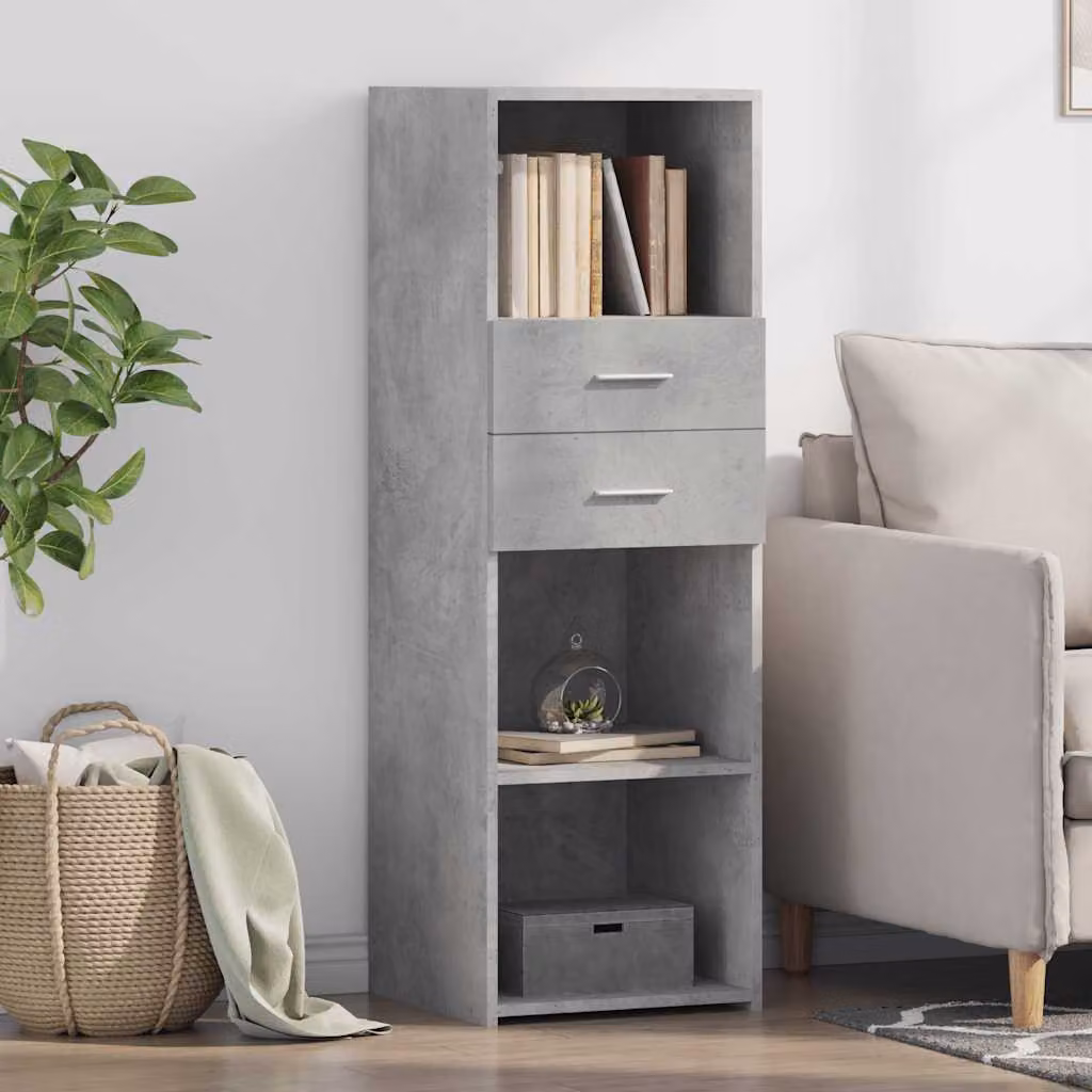Credenza moderna vidaXL in legno multistrato e MDF, Grigio, L 40 cm x P 42,5 cm x H 124 cm, sospesa a parete
