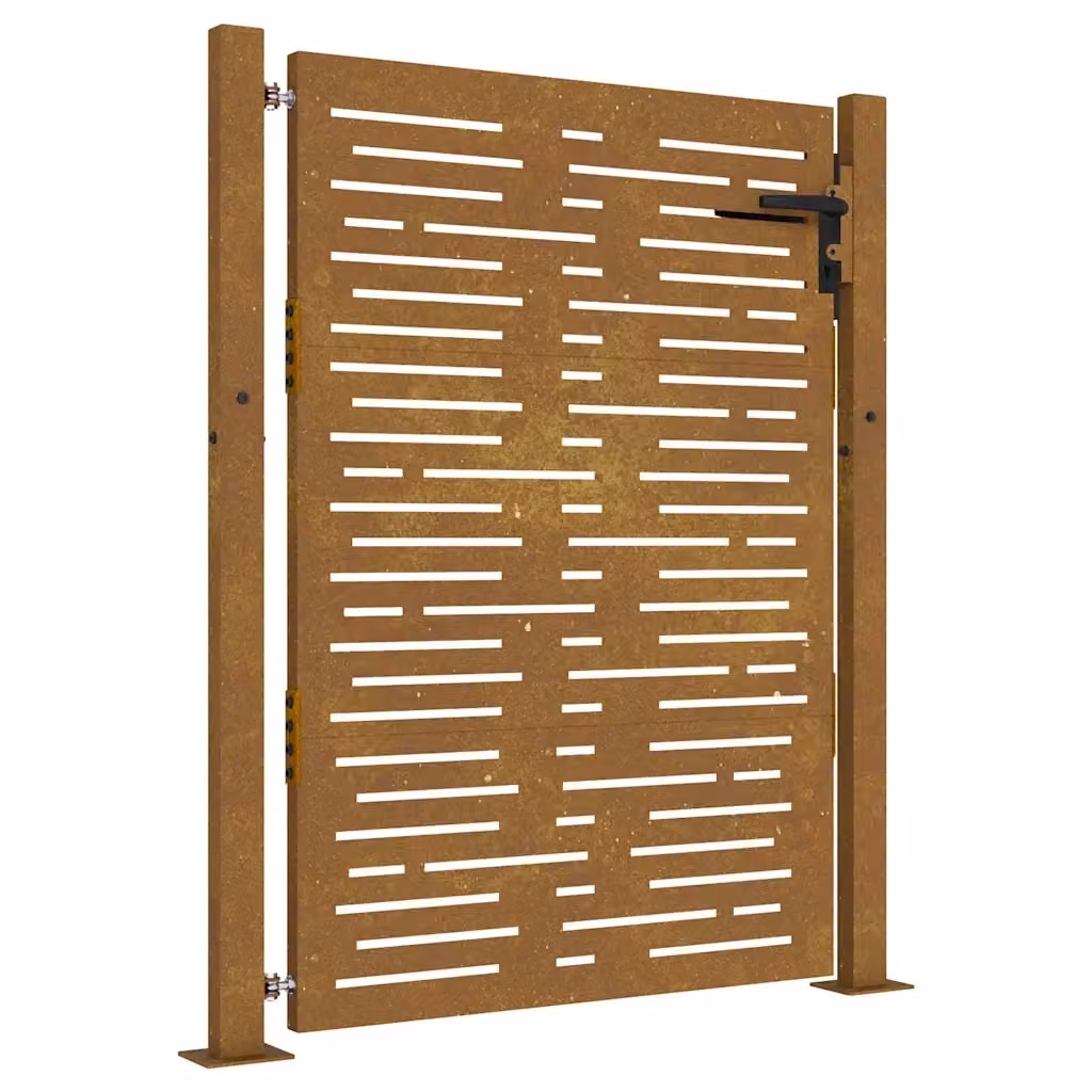 Cancello singolo da giardino vidaXL in acciaio color marrone con design quadrato L: 110 cm, H: 130 cm – 2