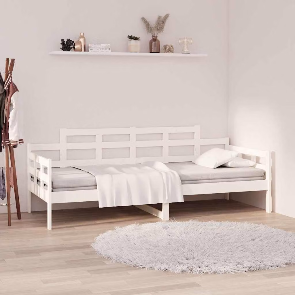 vidaXL Dormeuse in legno massello di pino bianco in stile rustico L: 200 cm, P: 80 cm, H: 86 cm