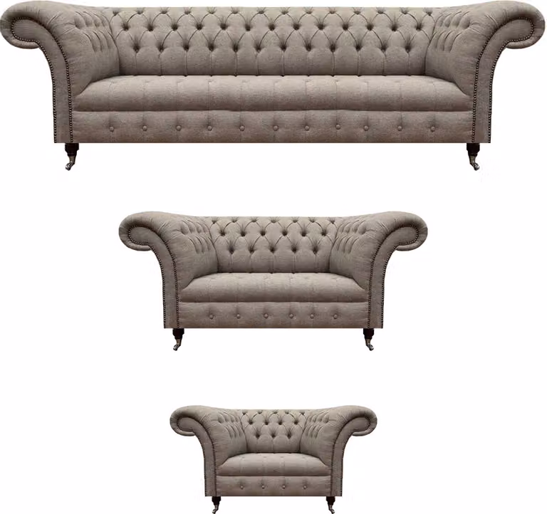 Sofagarnitur 3tlg Polstermöbel Dreisitzer Sofa Viersitzer Möbel Chesterfield