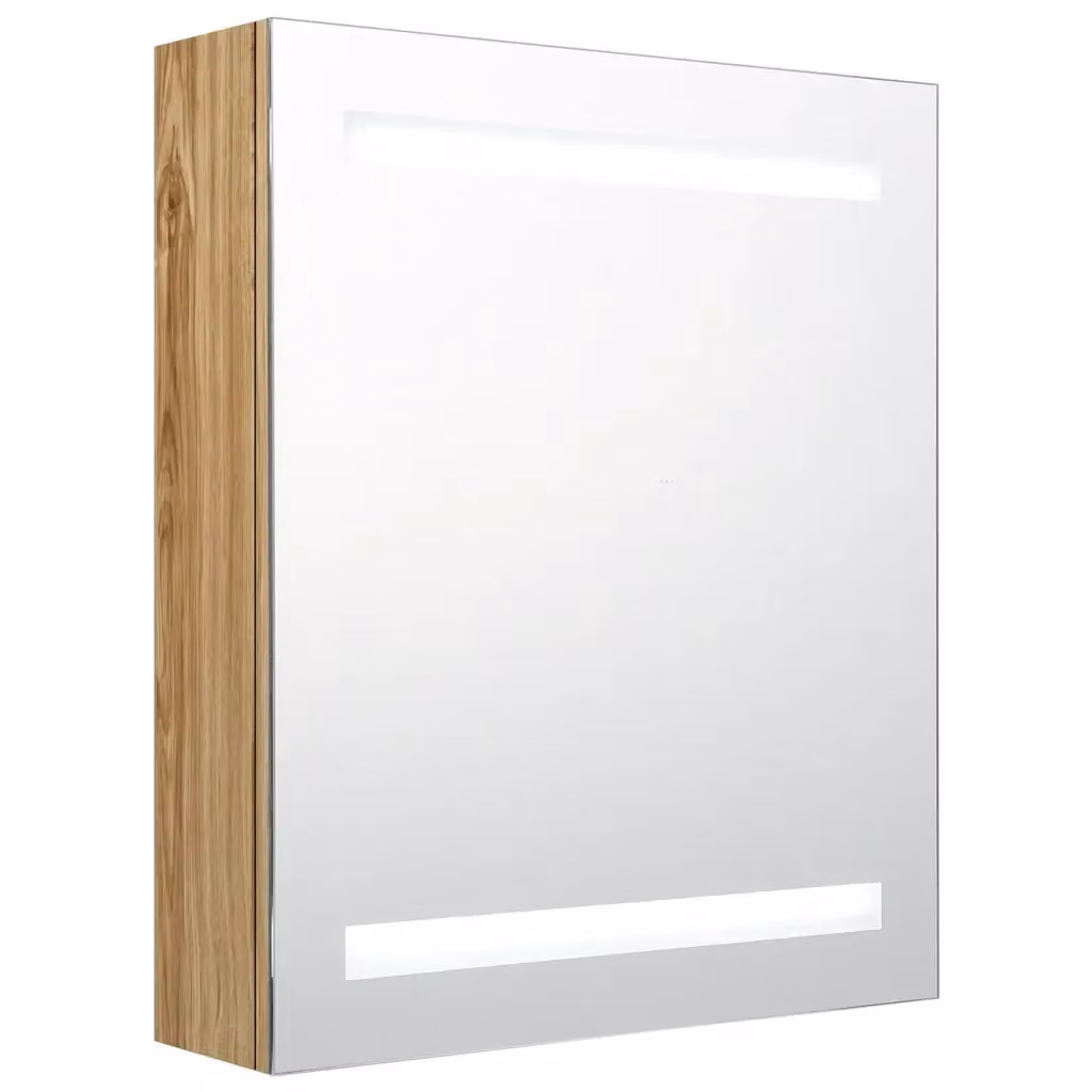 Armadietto da bagno moderno vidaXL con specchio e illuminazione LED in rovere marrone, L: 50 cm, P: 14 cm, H: 60 cm – 2