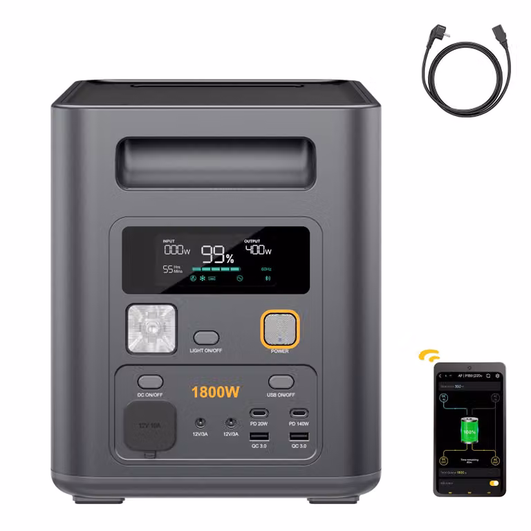 AFERIY P180 Pro Power Station Portatile 1800 W 1024 Wh LiFePO4, Espandibile fino a 5120 Wh, Controllo App, UPS < 10 ms