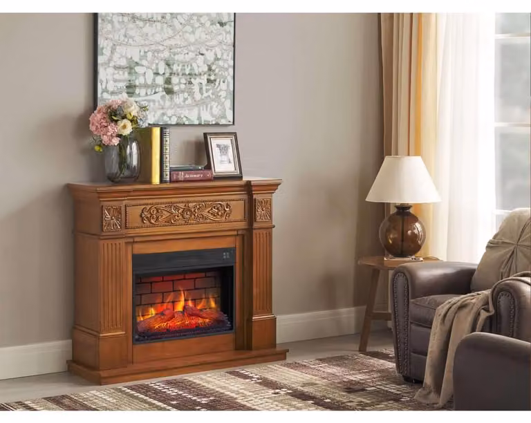 Stufa elettrica - 1800 W - per ambienti fino a 30 m² - con rivestimento a camino