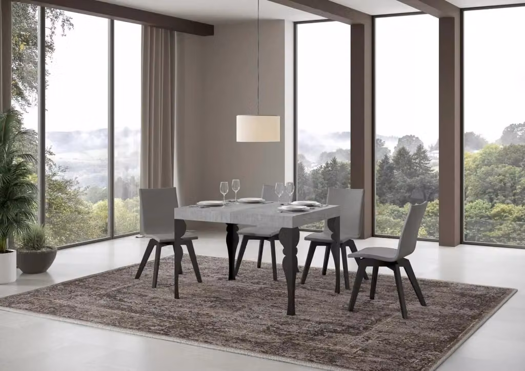 Tavolo rettangolare allungabile GIORDANOSHOP in stile moderno, colore antracite e grigio, L: 110-194 cm, P: 70 cm, H: 77 cm – 2