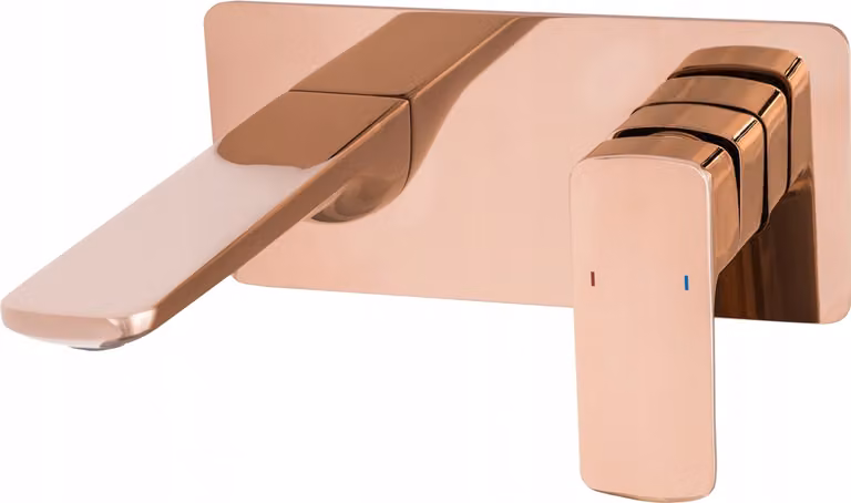 Granitan - Miscelatore lavabo - Rubinetto bagno - Rubinetto oro rosa - da incasso - ottone - CUBIC