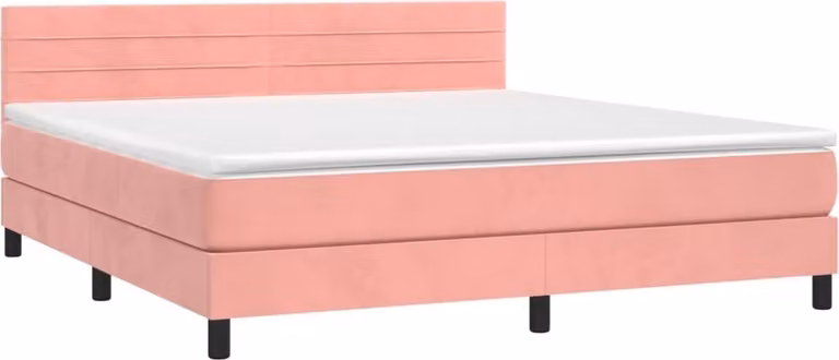 Giroletto a Molle con Materasso Rosa 160x200 cm in Velluto