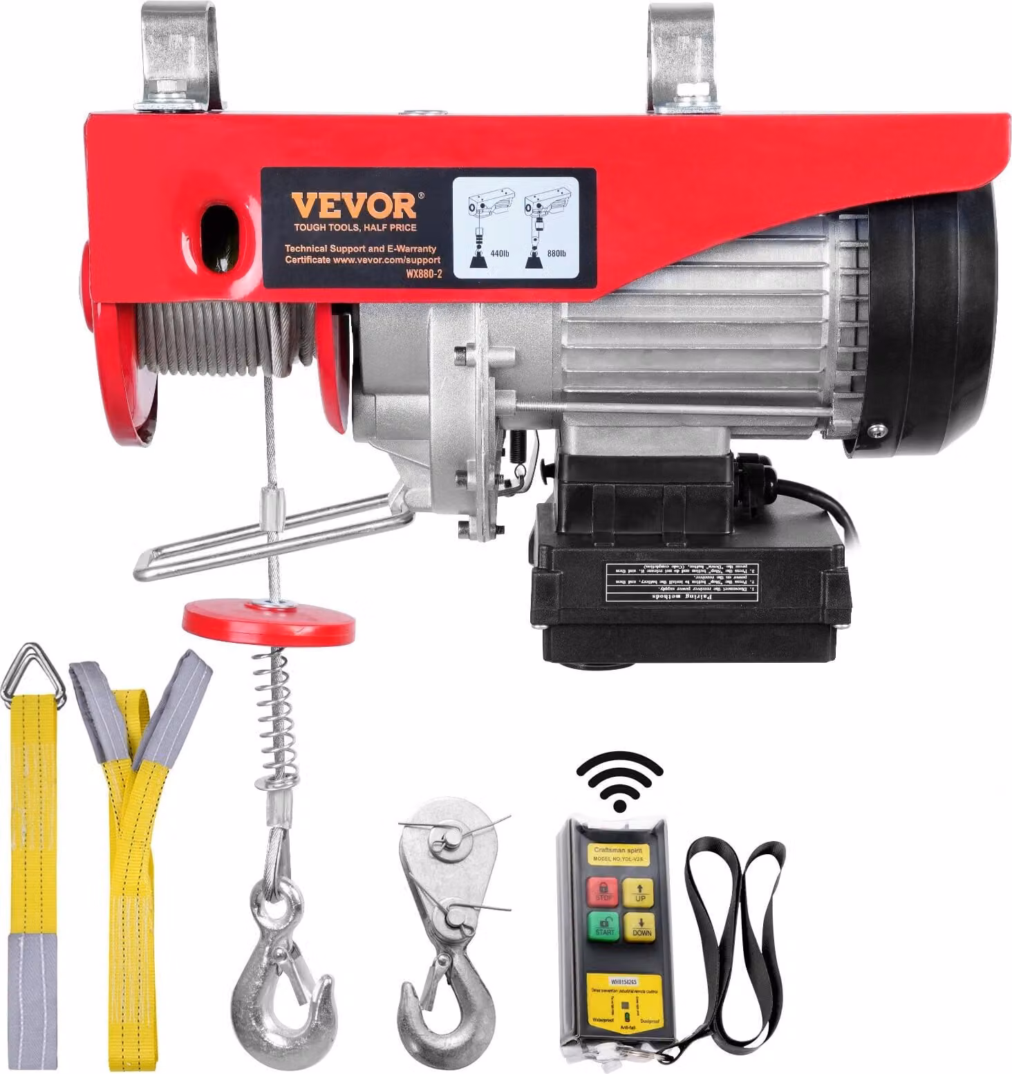Argano elettrico a fune Argano motorizzato Paranco a fune 200-400 kg 850 W 12 m