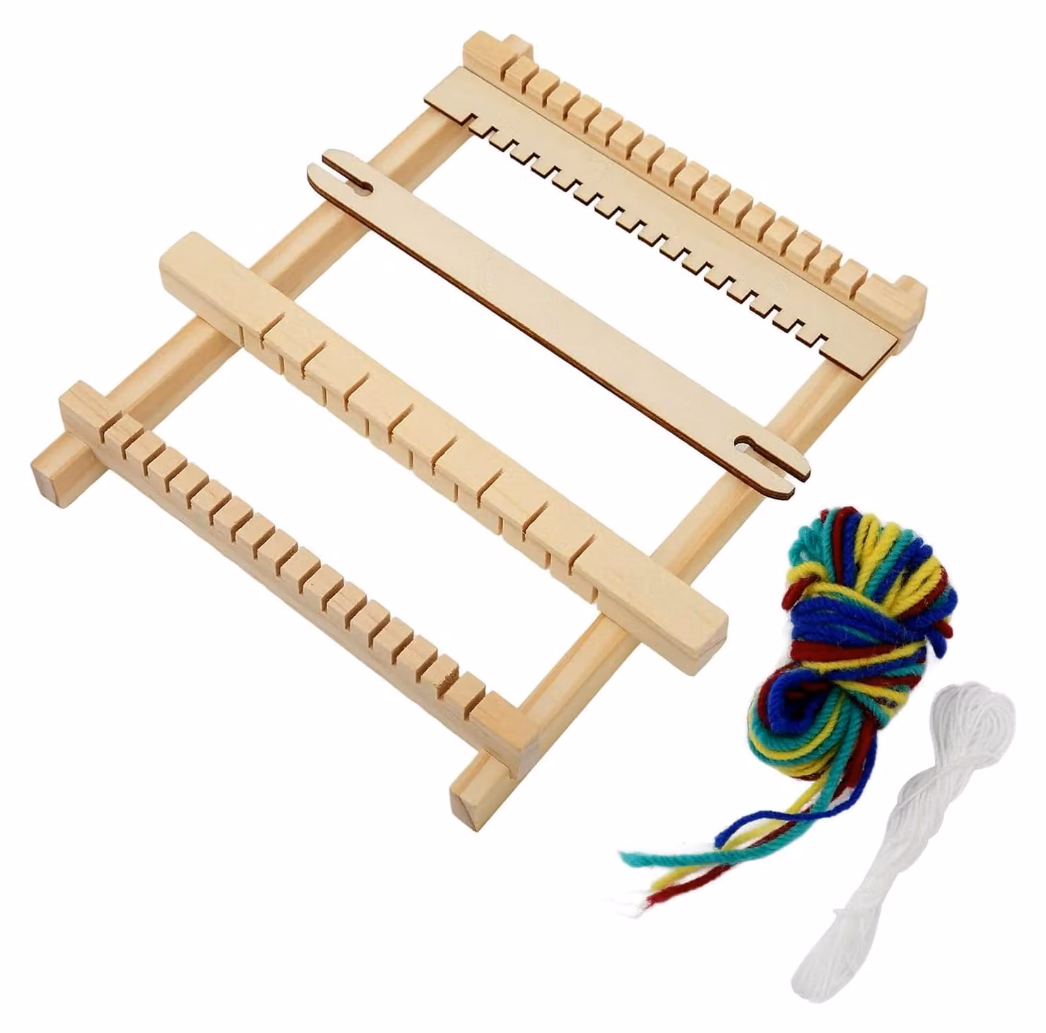 Telaio manuale, levigatura delle superfici, funzionamento sicuro e semplice, macchina da maglia per la tessitura di arazzi e sciarpe, realizzata in legno, ideale per bambini principianti