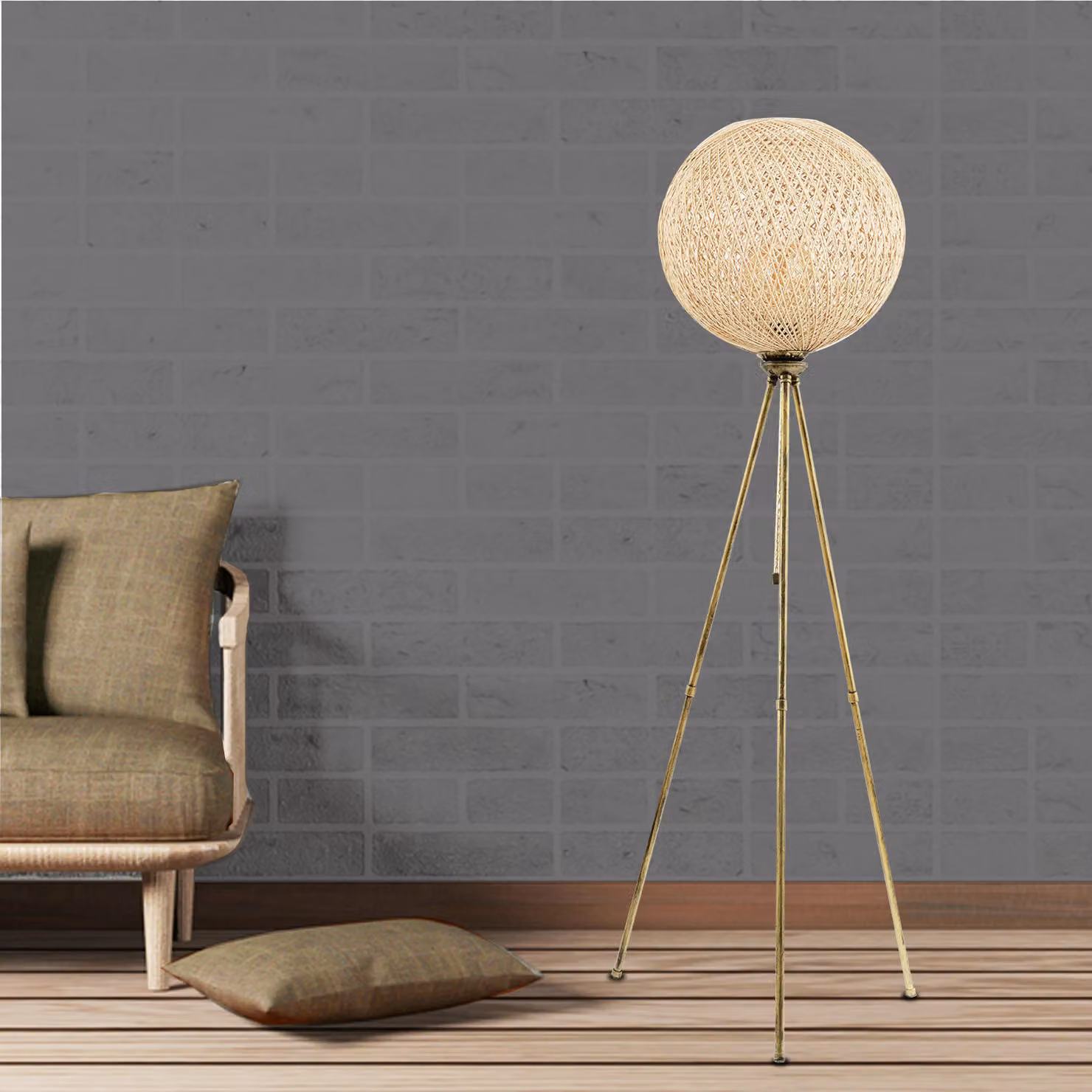 Opviq, Pied - Oro, Lampade da terra, Oro, Metallo, 35 x 35 x 138 cm