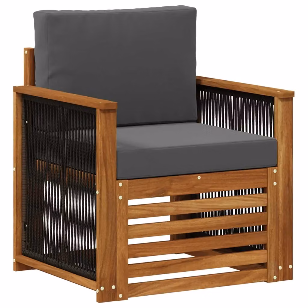 Divano centrale da esterno moderno vidaXL in legno di acacia laccato con cuscini grigio antracite – 2