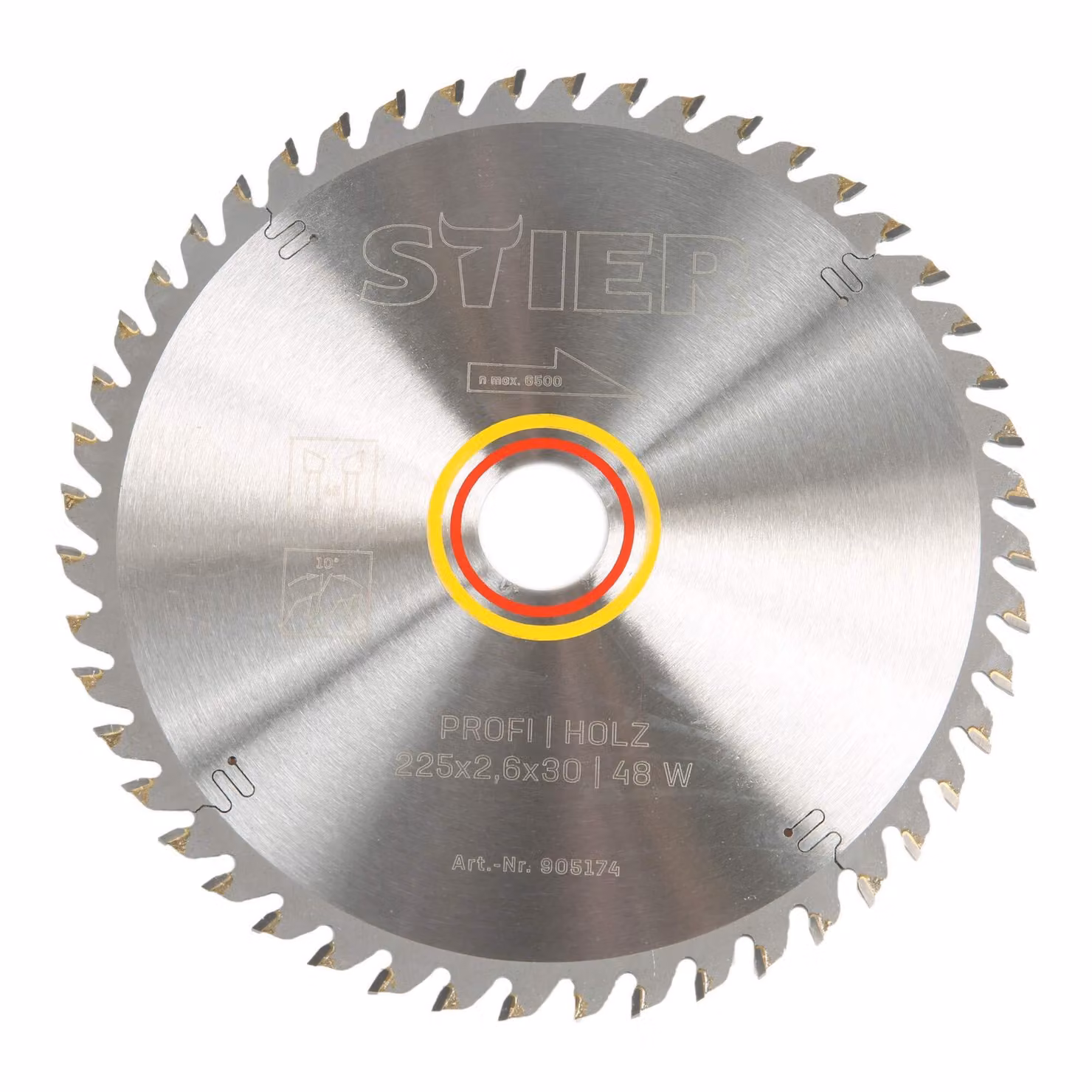 Lama circolare professionale STIER, per seghe circolari da tavolo, legno, 225x2,6x30, 48 denti alternati, temprata, angolo di taglio 10°