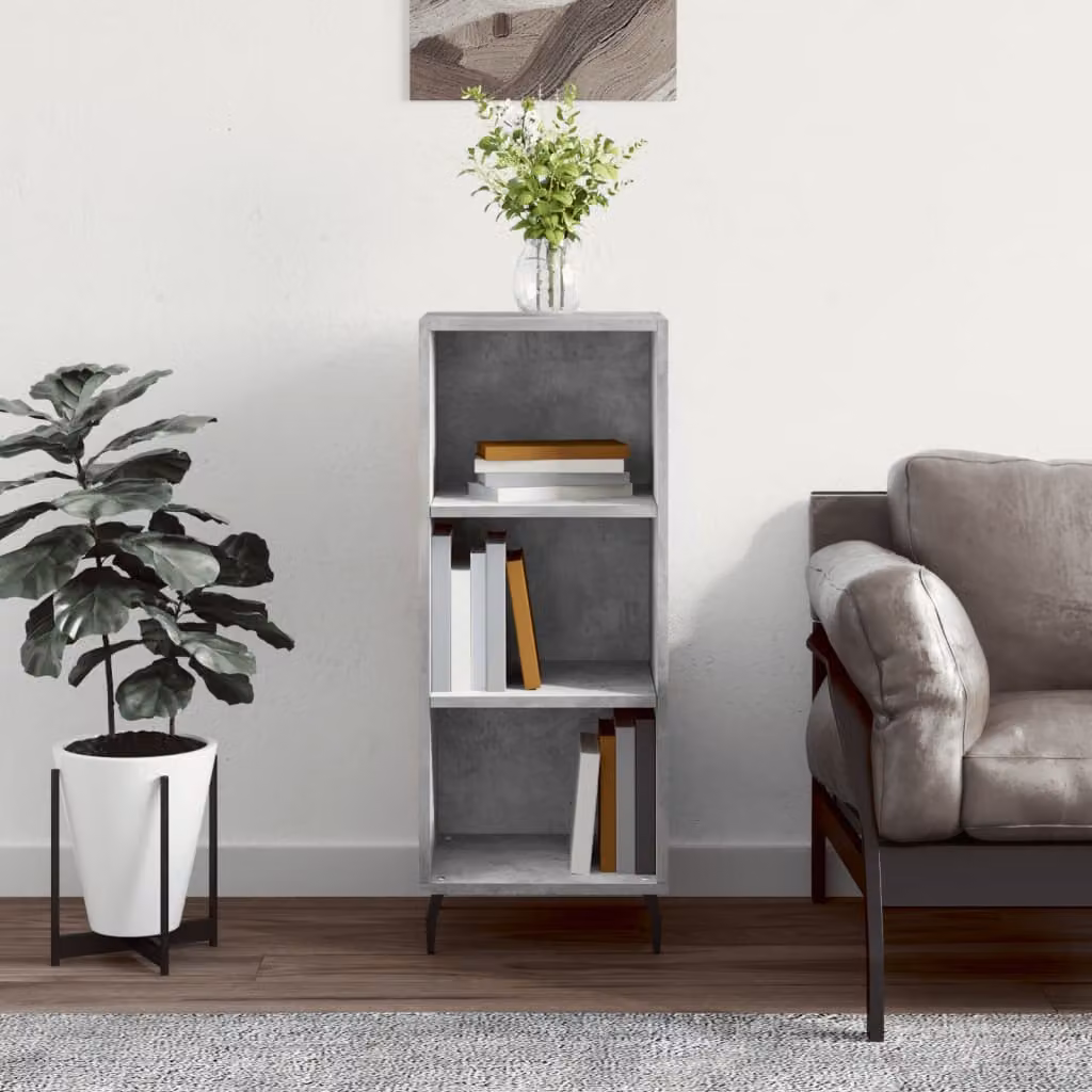 Credenza a parete vidaXL in legno e metallo, Grigio, L 34,5 cm x P 32,5 cm x H 90 cm