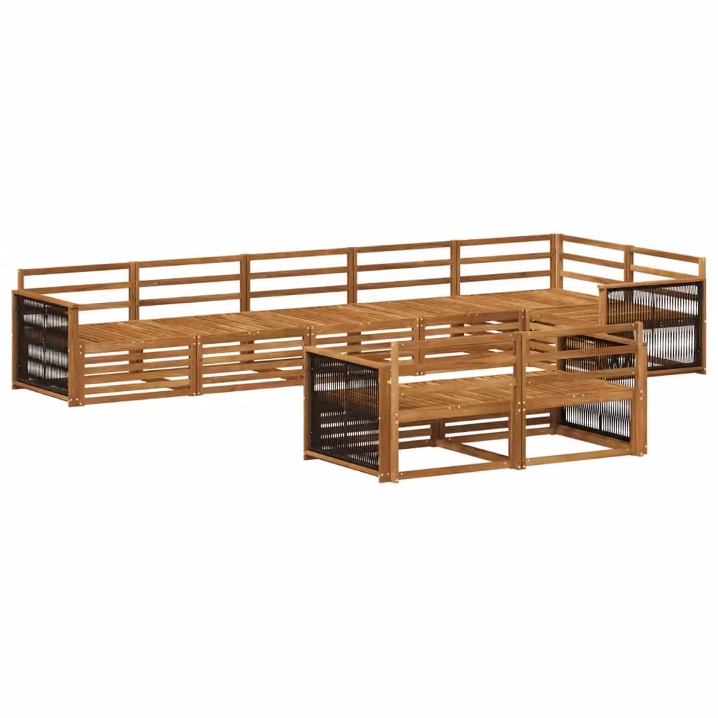 Set di divani da esterno a L vidaXL in legno di acacia marrone con cuscini inclusi – 2