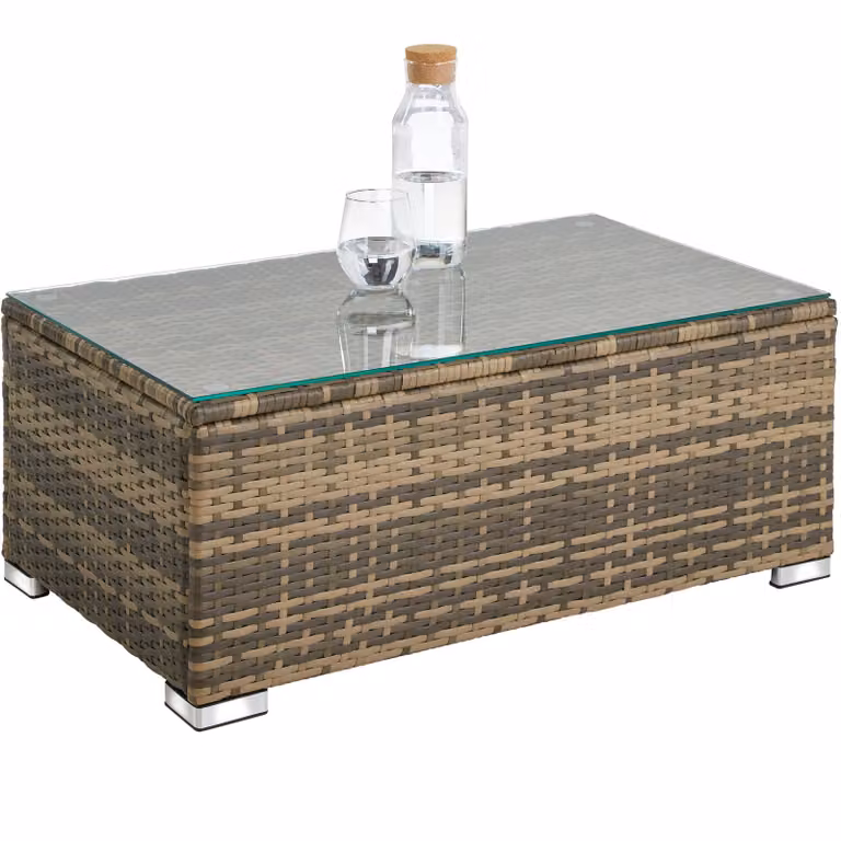 Salottino in rattan Pisa TecTake GmbH colore naturale beige e marrone per soggiorno, giardino o terrazzo