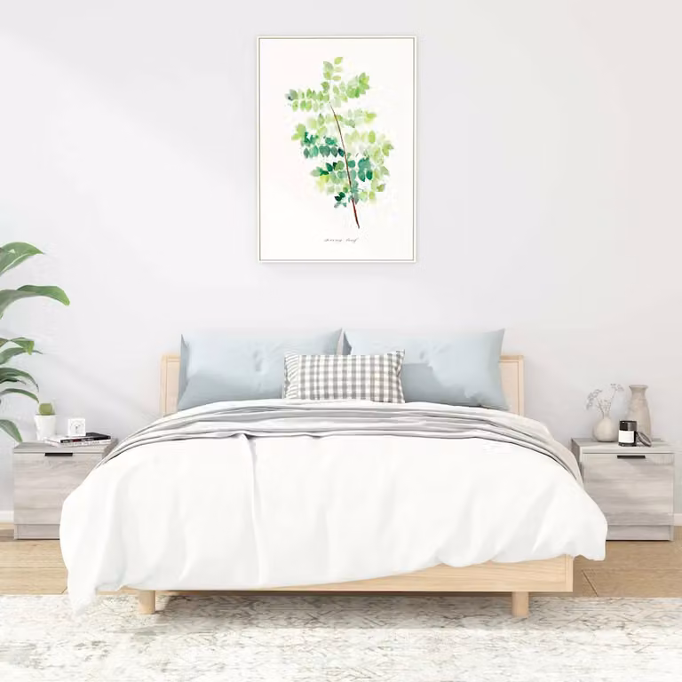 Set di 2 comodini vidaXL in legno e MDF, colore grigio Sonoma, stile moderno, L 40 cm x P 39 cm x H 40 cm