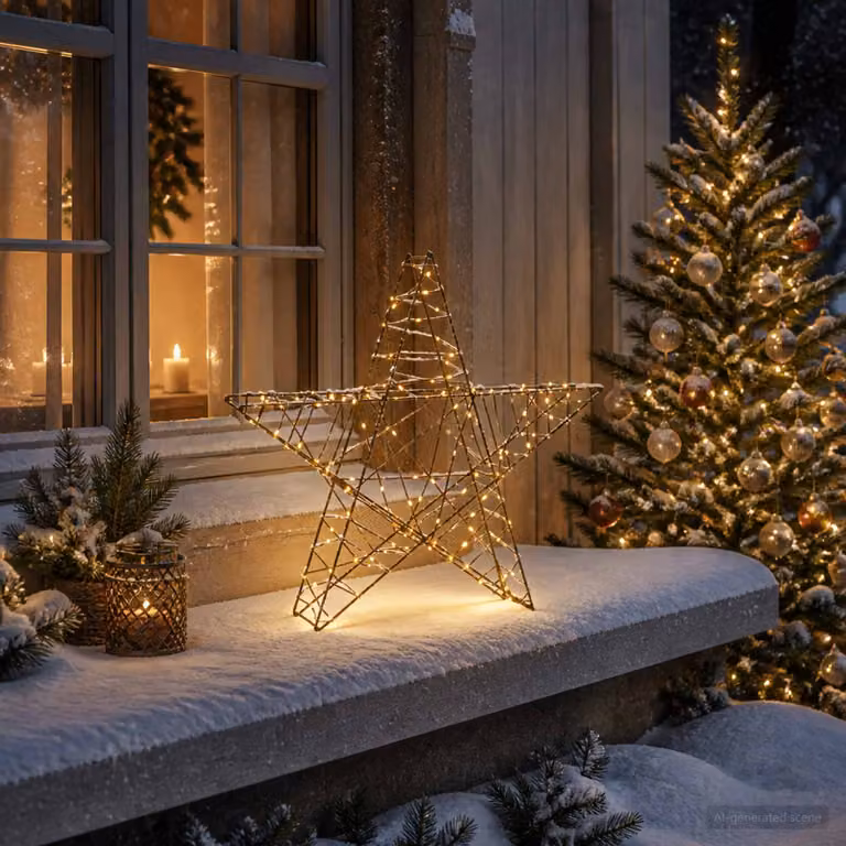 vidaXL Stella di Natale 3D 120 LED Bianco caldo 55 x 53,5 x 10 cm