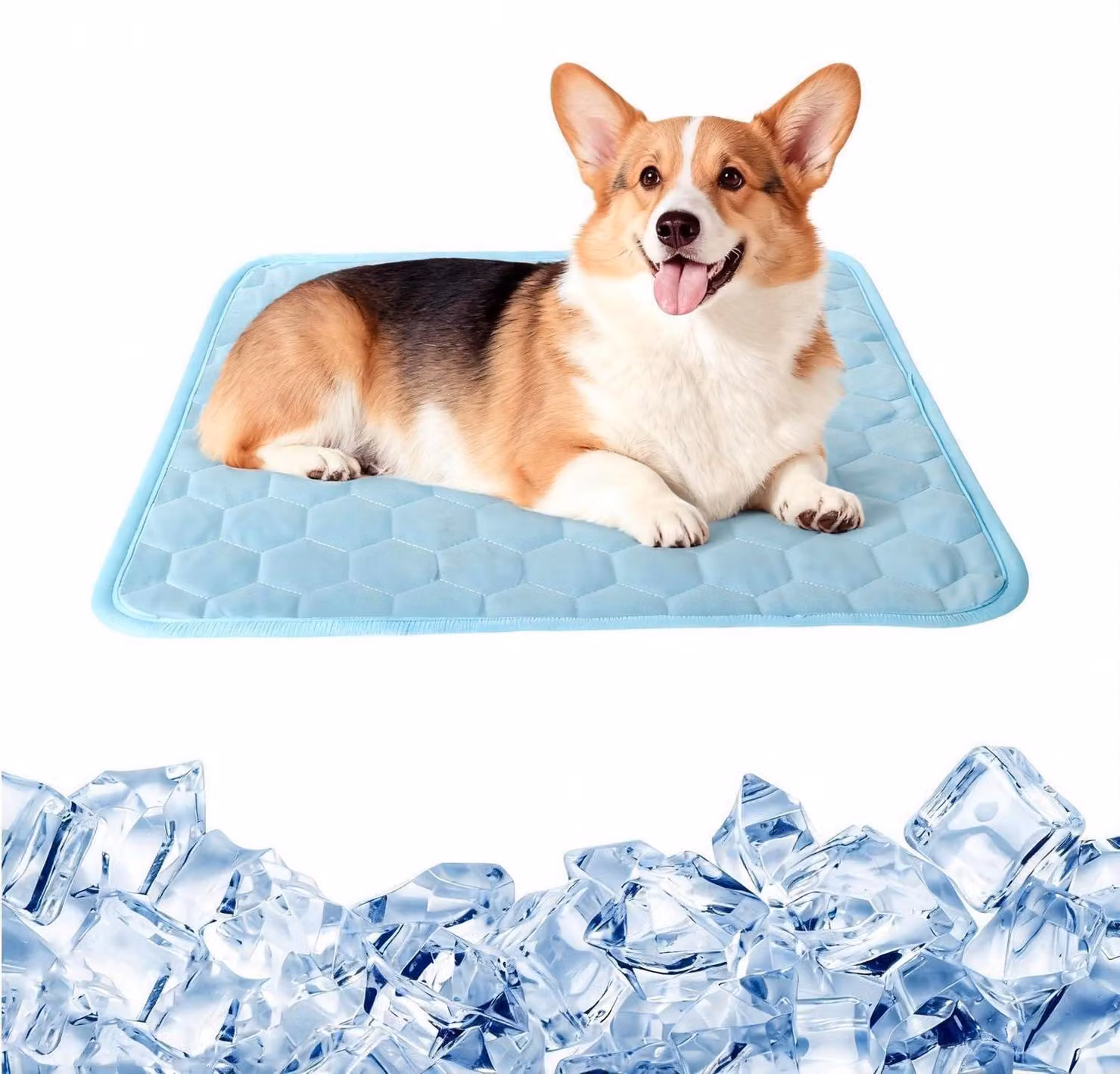 Tappetino refrigerante per cani, 70x55 cm, blu, autorigenerante, coperta refrigerante per animali domestici, taglia media