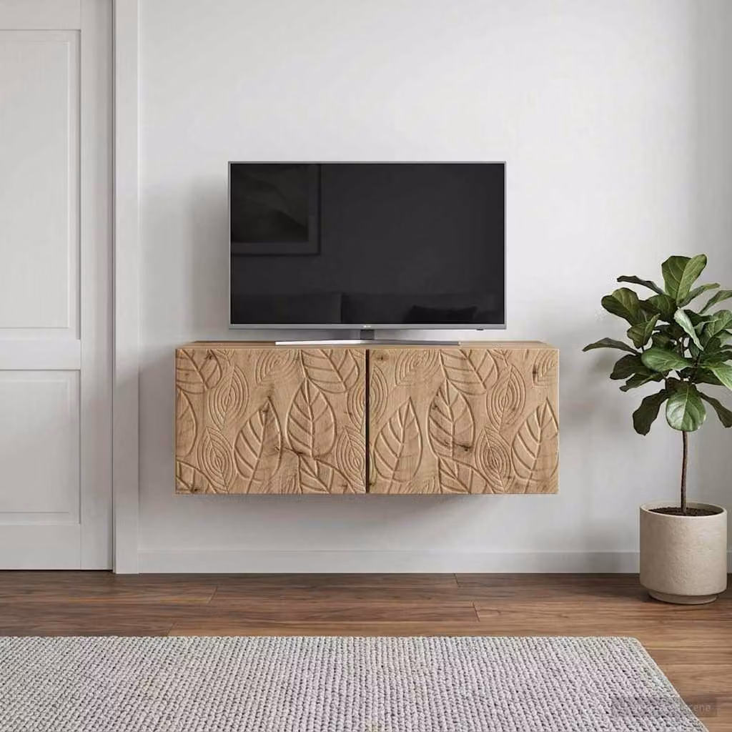 Mobile Porta TV da Muro vidaXL in Rovere Artigianale, Marrone, L: 78,5 cm, P: 41 cm, H: 30 cm