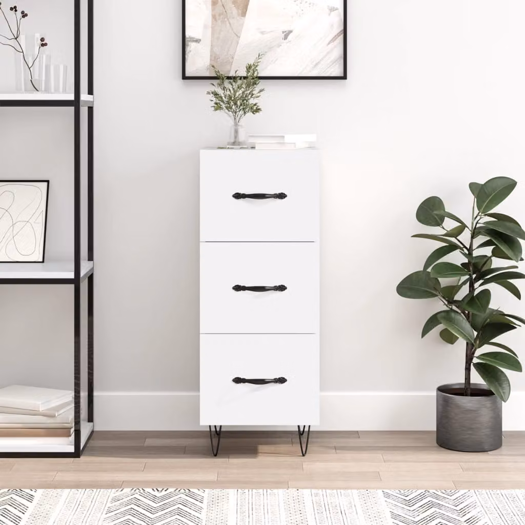 Credenza bianca moderna vidaXL a parete in legno e metallo L/P/H: 34,5 x 34 x 90 cm