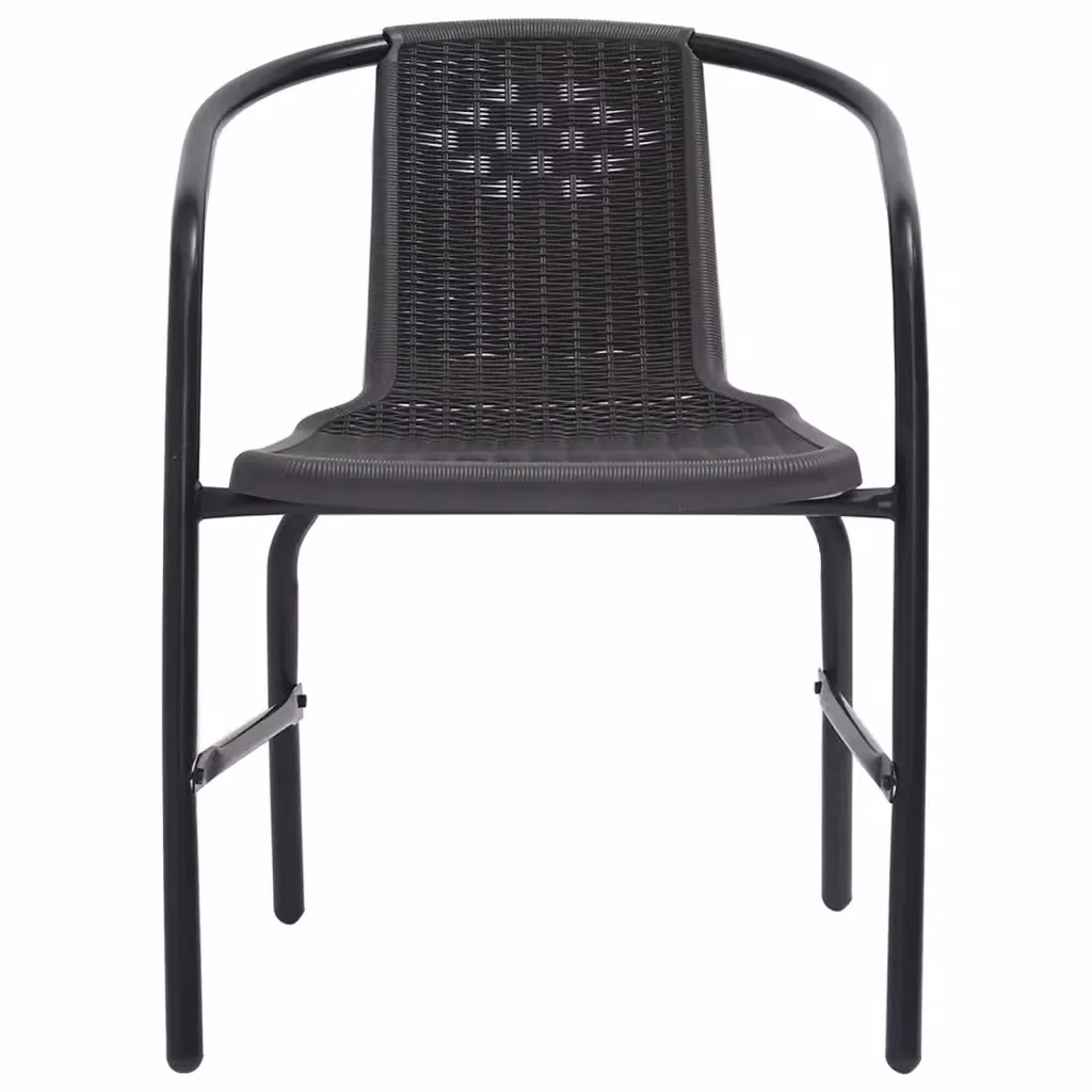 Set di 6 sedie da giardino vidaXL impilabili in rattan e acciaio nero opaco con braccioli – 2