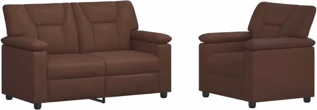Set di 2 divani moderni vidaXL in similpelle e tessuto con struttura in metallo, colore marrone e nero