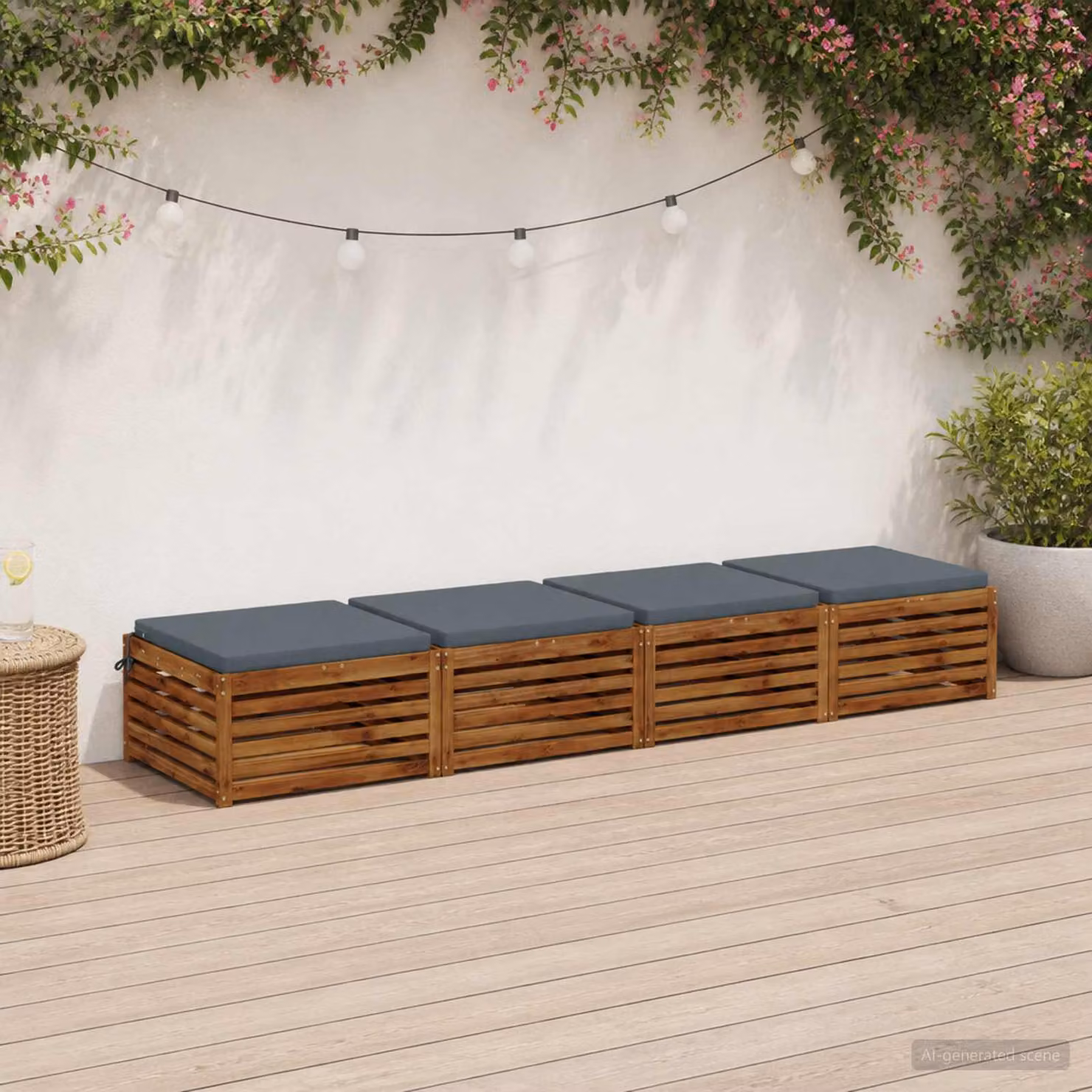 Set di 4 cuscini per sedia vidaXL SOEST in poliestere blu con fodera rimovibile e resistenza ai raggi UV