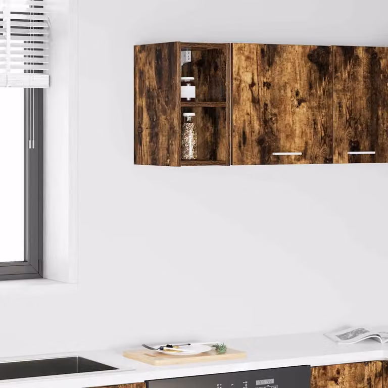 Armadio pensile da cucina vidaXL in legno rovere fumé con ante a battente, L/P/H: 29,5 x 20 x 40 cm
