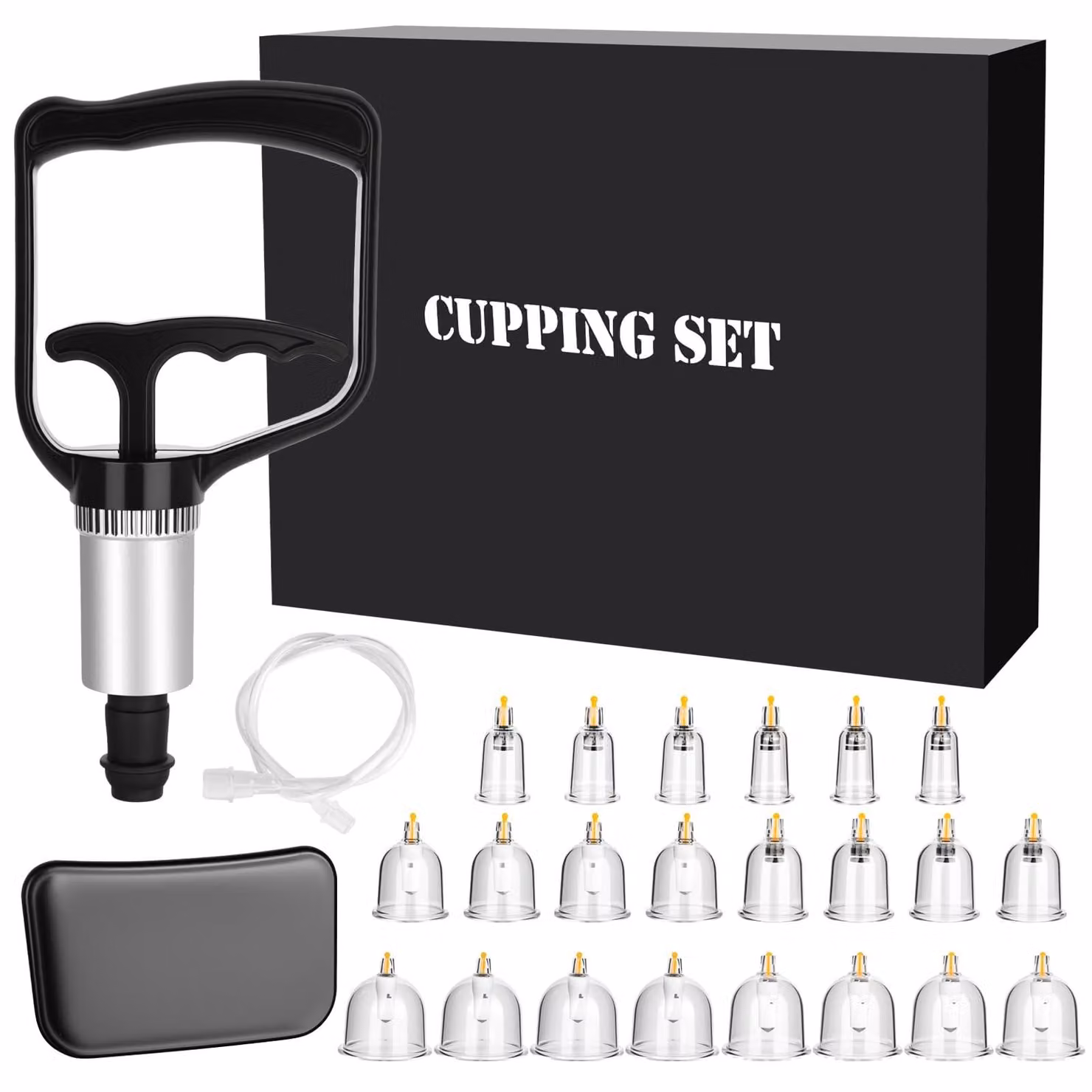 Set di 22 bicchieri per coppettazione con pompa per il vuoto, ideali per massaggi