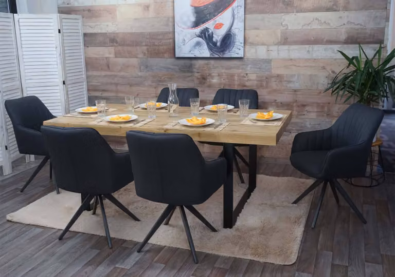 set di 6 sedie da pranzo HWC-H73, sedia da cucina sedia poltrona, acciaio retrò tessuto/tessuto ~ grigio scuro