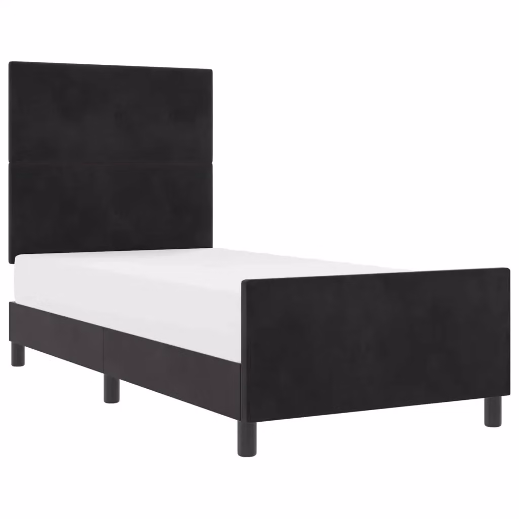 Letto a molle con testiera vidaXL in velluto nero L/P/H: 90 x 190 x 128 cm – 2